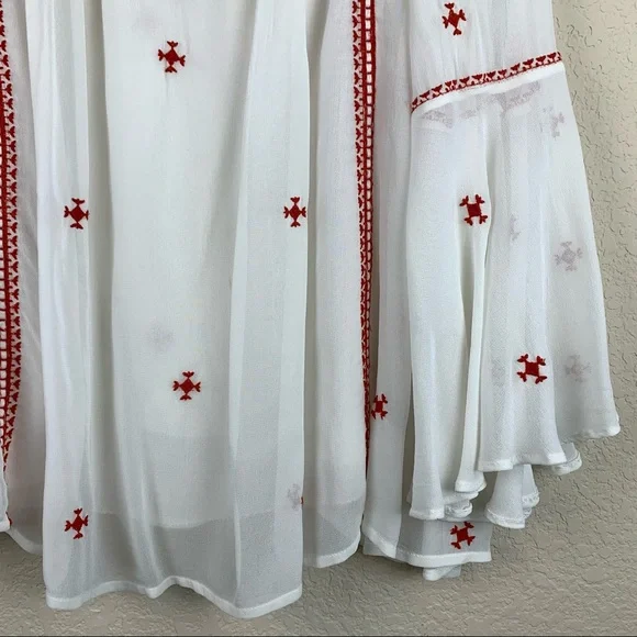FLOREAT White Boho Blouse Red Embroidery 8 - Picture 5 of 13